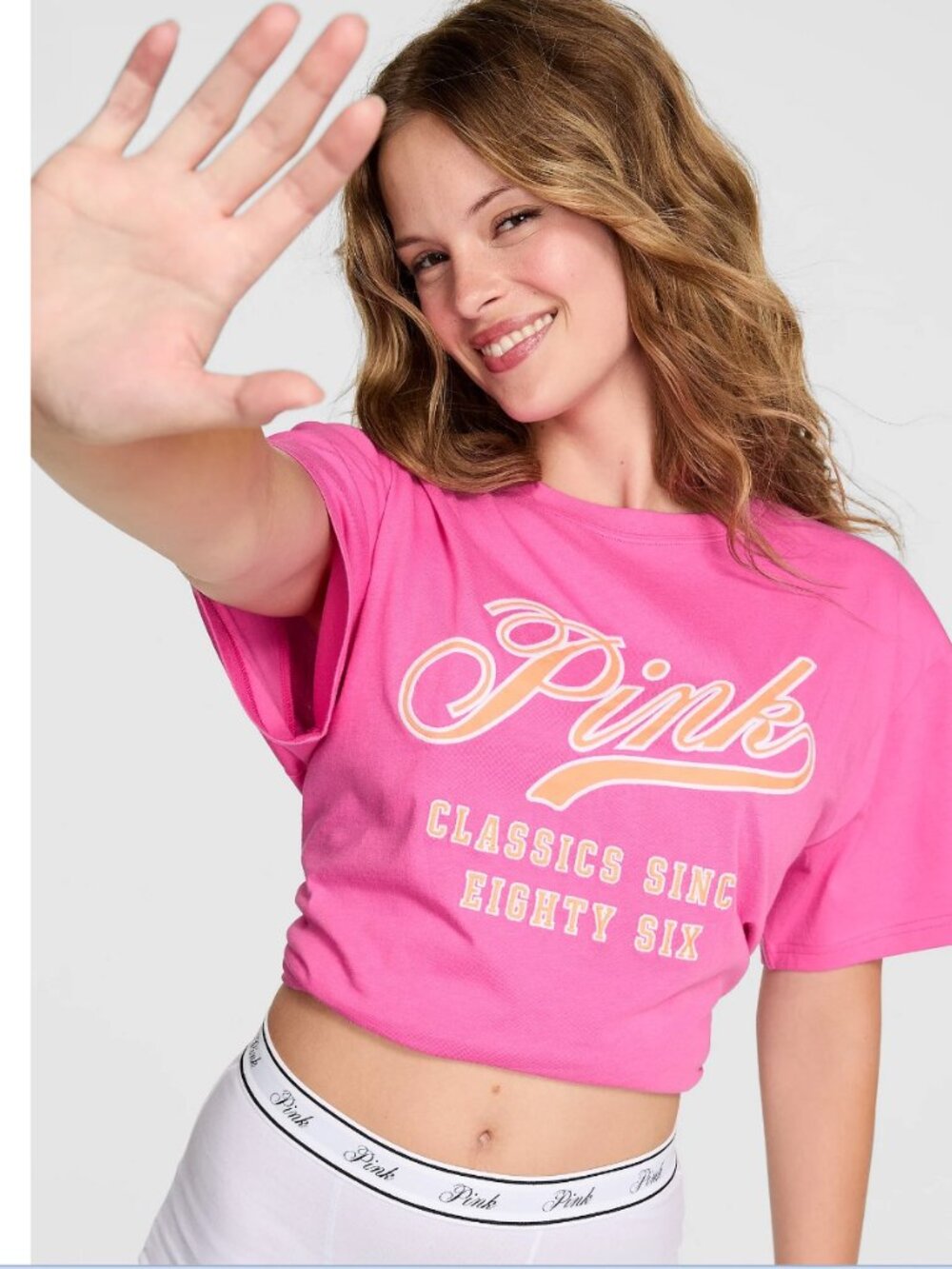 Victoria PINK CAMPUS COTTON TEE in Pink Gossip Limited Edition (L) NWT!